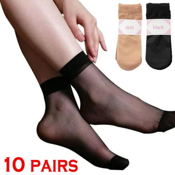 10 Pari Ženskih Čarapa, Ljetni ultra tanke Prozirne Čarape s Kristalima, Ženske Seksualne Elastične Svilenkasta Kratke Čarape, Sportske Čarape Za Joge