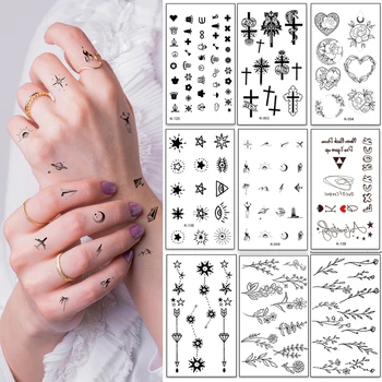 12 kom./lot, tetovaža na prst ruke, mali mini veličine, vodootporan privremena tetovaža, naljepnica, slovo, cvijet, zvezda, sunce, tetoviranje, prijenos vode