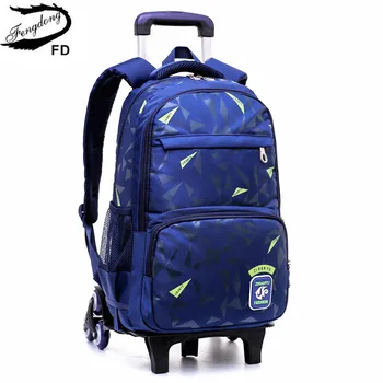 Školski Ruksak Fengdong s kotačima, školski ruksak s kotačima, odvojiva školska torba za kolica za djecu, student vodootporne velika torba za knjige 1
