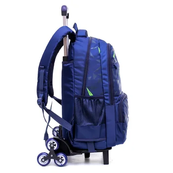 Školski Ruksak Fengdong s kotačima, školski ruksak s kotačima, odvojiva školska torba za kolica za djecu, student vodootporne velika torba za knjige 3