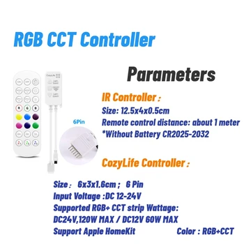 HomeKit WiFi RGB CCT Inteligentni Kontroler Za 6 Pin RGB 5050 Led Traka S podesivim Svjetline Podrška Alexa, Google, Apple Siri Alice CozyLife 2