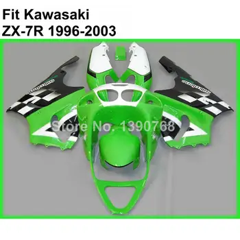Kvalitetne ABS izglađivanje kit za 96-03 Kawasaki ZX 7R zelena bijela crna oplata ninja 1996-2003 zx7r oplate postavlja VI111