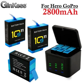 GinKess Za GoPro Hero 10 11 Ažuriranje 2800 mah Baterija 3 Načina za Brzi Punjač, Kutija, TF Kartica Za Pohranu GoPro Hero 9 Pribor