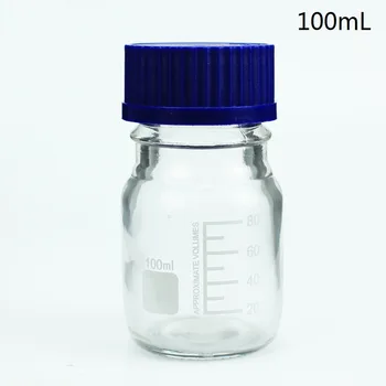 12 komada 25/50/100 ml Ocjenjuju Okruglih Reagensa / Staklena Boca Za skladištenje plava Pp Navojnim poklopcem GL45
