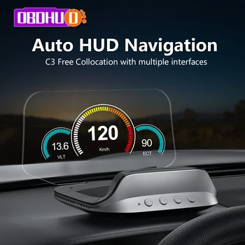 OBDHUD C3 Plus OBD2 HPD Auto Navigaciju Projektor GPS EOBD Brzinomjer Glavnom Zaslonu Auto Oprema Putno Računalo