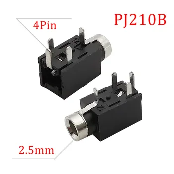 10/20/50 kom PJ210B 2,5 mm Konektor za slušalice Ženski Stereo Audio Priključak RJ-210B 4 Pin DIP 2,5 mm Telefonska Utičnica za Adapter za mobilni telefon
