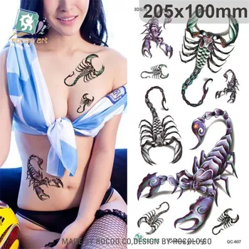Lijepe seksi vodootporan privremene tetovaže za žene i muškarce 3D škorpija dizajn je velika tetovaža na ruci naljepnica QC2607