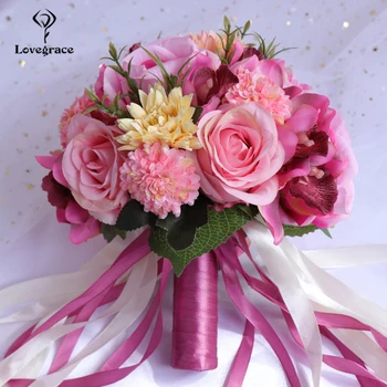 Lovegrace Svadbeni Buket Svadbeni Buket Cvijeća Za Vjenčanje Isporuke Umjetna Svila Ruža Cvijet Božur Dahlia Orhideja Kvalitetne Buketi