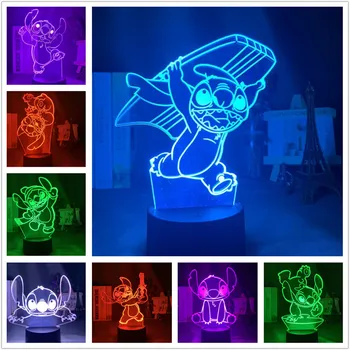 Disney Stitch 3D Led noćno svjetlo Slatka Lampara Ukras Kuće Lampa Djecu Božićne Darove Lampe Dekor Za Spavaću sobu Rasvjeta Dječja Svjetla