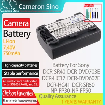 CameronSino Baterija za Sony DCR-SR40 DCR-DVD703E DCR-HC17 DCR-DVD602E DCR-HC41 pogodna za digitalne kamere Sony NP-FP50 Baterije 7,40 U