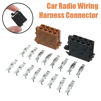 2 komada Crna, Smeđa i 8-Pinski Konektor ISO Auto Stereo Radio Ožičenje Konektor Adapter s 18шт Ženskim kontaktima Auto Oprema 1