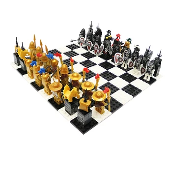Nova Međunarodna Šahovska Model Gradivni Blokovi Srednjovjekovni Vitez PROTIV Vojnika Vojske Nemrtvih DIY Cigle Edukativne Igračke za Djecu
