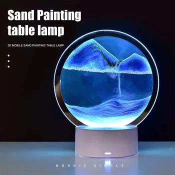 Led Krajolik Lampa USB Lampe s Зыбучими pijesak RGB Pješčani Sat 3D deep-water Krajolik u Pokretu Ukras Zaslona noćno svjetlo
