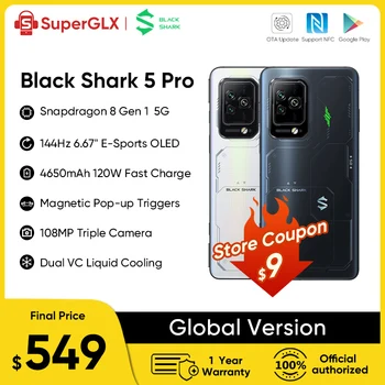 Original Black Shark 5 Pro 5G Smartphone 5pro Snapdragon 8 Gen 1 Gaming Telefon Celular 108 M Skladište 120 W Суперзарядный Mobilni Telefon