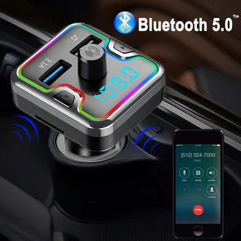 Auto handsfree Bluetooth 5,0 FM Odašiljač Komplet MP3 Modulator Player, TF Kartica USB AUX Prijemnik Dual USB Brzi Punjač Za Radio