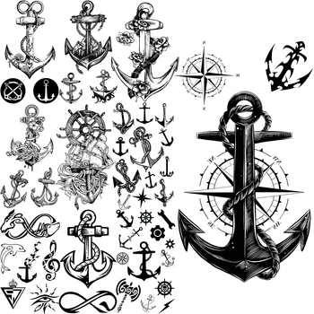 Sidro Kompas Privremene Tetovaže Za Muškarce Odrasle Realan Beskrajne Cvijet Pirate Lažna Tetovaža Naljepnica Na Stražnji Dio Tijela Tetovaže Topla Rasprodaja