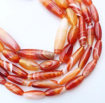 Perle ovalnog oblika od agate u crvenu traku, 15 inča na cjedilu 4-30 mm, Za izradu nakita svojim rukama