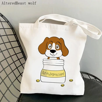 Ženska torba Mama I Love Beagle, slatka torba u stilu Харадзюку, Холщовая shopping bag, torba za djevojčice, crtani torba za kupovinu, ženska torba 3
